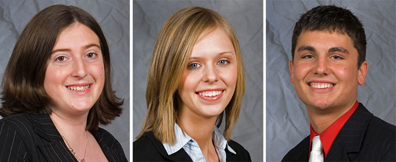 2007 Gongaware Scholars:Terri Ketzner, Sara Mays, and David Walters