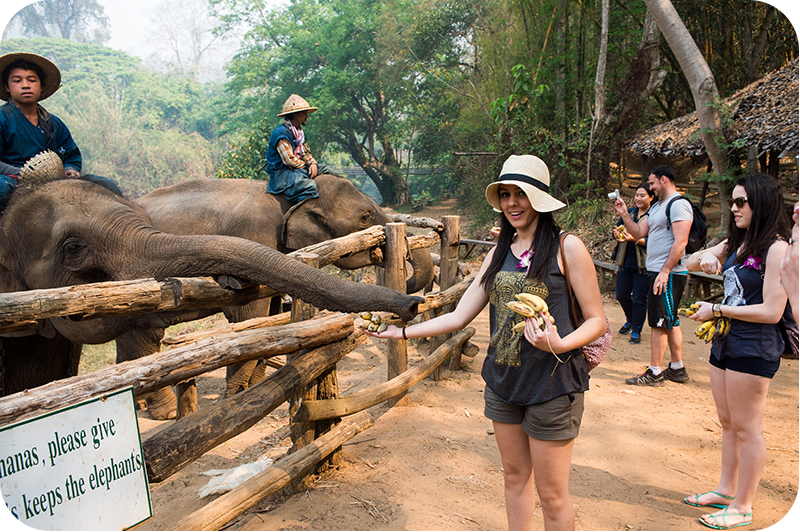 MBA students Salma Chakour and Meryem Sqalli Houssaini in Thailand